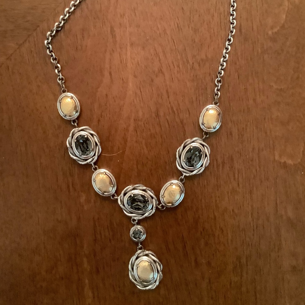 Brighton chain link, grey rhinestone and muted gold medallions